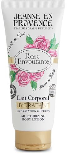 JEANNE EN PROVENCE - Lait Corporel Hydratant et Parfumé - Parfum Rose Envoûtante - 95% d'Ingrédients d'Origine Naturelle - Peau sèche - Fabriqué en France à Grasse - 200 ml
