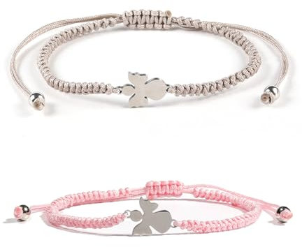 SSKHE 2 PCS Silbernes Schutzengel Armband, Selbstgemachtes Schmuckstück, Ideal als Kommunion- oder Konfirmationsgeschenk, Verstellbares Armkettchen für Mädchen, Inklusive Geschenkverpackung