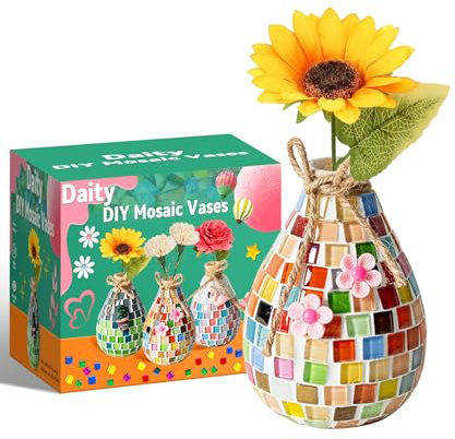 Daity mosaique enfant Kit de bricolage mosaïque cadeau fille de 6 à 12 ans, kit de bricolage,mosaïque adulte, filles de 6 à 12 ans, petit vase en (coloré)