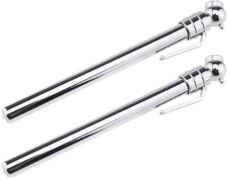 2 Pieces Tire Pressure Gauge, Stainless Steel Portable Tyre Health Air Pressure Pen Car Measuring Tools Pencils with Pocket Clip for Cars Trucks RVs Bike Motor Vehicles Caravan Cyle