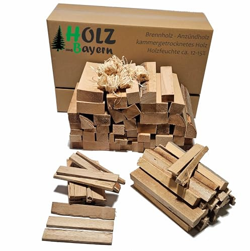 Anfeuerholz Anzündholz Anmachholz Brennholz Kaminholz Kaminscheit Ofenfertig trocken Smoker Grill BBQ Holzstücke Feuerschale Lagerfeuer (Anzündholz 8Kg)