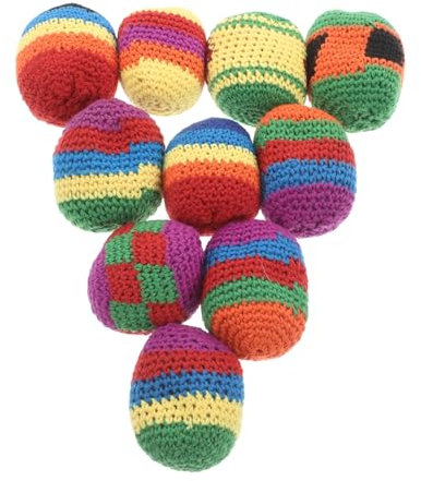 Gogogmee 12 Stück Gehäkelte Jongliersäcke Gestrickter Hacky Ball Fußsack Kleine Sitzsäcke Mehrfarbiger Kick Sack Outdoor Spielspielzeug Sandsäcke Für Übungen