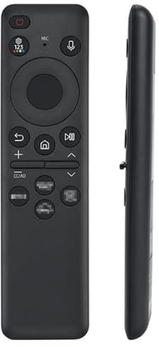 Glitfix Solaire Telecommande pour Samsung, BN59-01432A Telecommande Vocale pour Samsung Smart TV, Télécommande Infrarouge avec Netflix, Prime Video, Dis-ney(Noir)