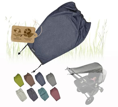 Tenda parasole universale con protezione UV 50+ per passeggino] navicella flessibile parasole con rivestimento e funzione avvolgibile regolabile (blu mélange)