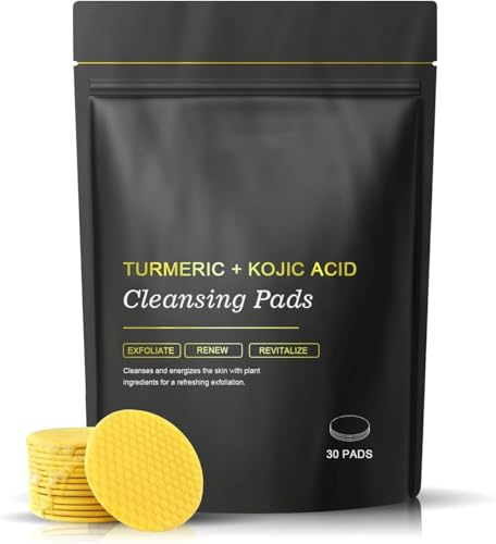 Baopinlady Turmeric Kojic Acid Cleansing Pads, 30PCS Face Scrub Pads with Vitamin C, Kojic Acid, Turmeric & Vitamin B5 for Exfoliation