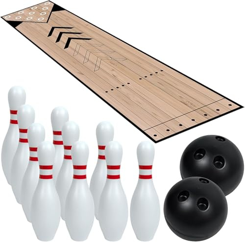 Wenceda Mini-Bowling-Set, Indoor- & Outdoor-Heimbowling-Set Bowlingbahn-Set mit Bahn, Kegeln & Ball Komplettes Bowling-Set für Familie & Freunde