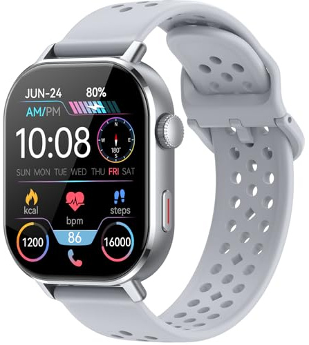 Orologio Smartwatch GPS Uomo Donna, 2.06 AMOLED 5ATM Smartwatch con Chiamate, 110+Modalità Smart Watch con Contapassi/Sonno/Cardiofrequenzimetro, Sportivo Fitness Tracker per iOS Androd Grigio