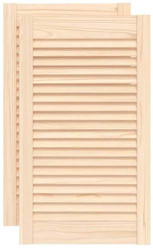 Lot de 2 Porte à Persiennes, Porte d'armoire Panneaux de Placard Garde-Robe Buffet 2 pcs 69x39,4cm bois de pin massif