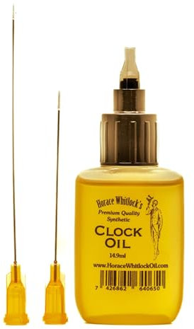 Horace Whitlock Uhrenöl 100% synthetisches Öl Das perfekte Öl für jede mechanische Uhr Getestet auf 3.000+ Uhren über zehn Jahre Zeitraum Kommt mit (1) 23 Gauge 5,1 cm und (1) 7,6 cm Spendernadel.