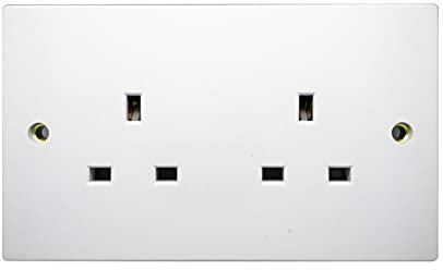 Opus 2 gang 13 amp wall socket unswitched white