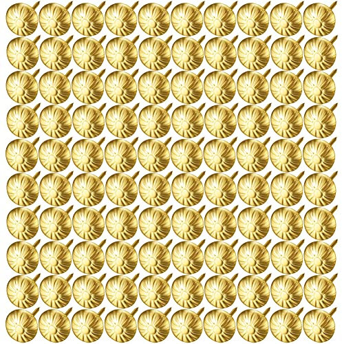 Lot de 100 clous de tapissier en laiton antique pour meubles, canapé, chaise, lit, antique, artisanat, peinture décorative (doré)