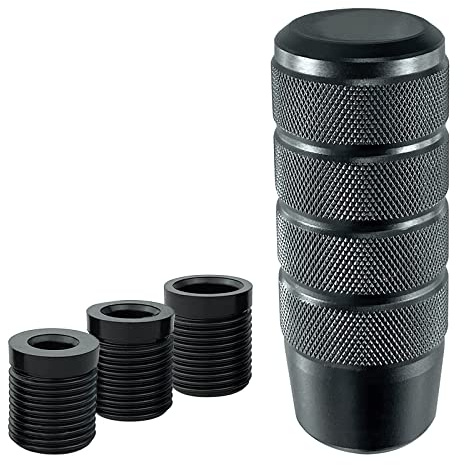YCooiFo Shifter Knob, 3.78 Aluminum Weighted Car Gear Shift Manual knobs Fit Universal Manual Transmission Vehicle with 3 Threaded Adapters M8 M10 M12 x 1.25 (Black)