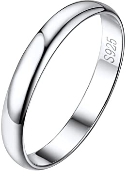 Bandmax Anello Argento 925 Donna Uomo, 3 mm Fedina Uomo Donna Anelli Argento, Misura 14 Ferma Anello Argento Fedine Uomo, Idee Regalo per Donne Uomini