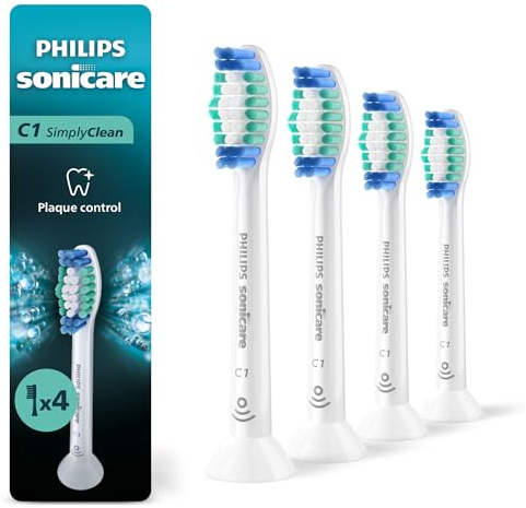 Philips Sonicare C1 SimplyClean Brush Heads, 4-Pack, 1 Year Supply, White