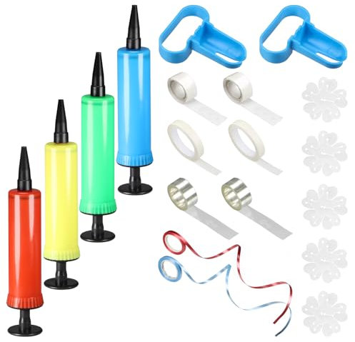 ZHXGO 4 Pièces Réutilisable Manuelle Ballon Gonflage Pompe, Pompe à Ballon à Main Kit pour Fête D'anniversaire Mariage