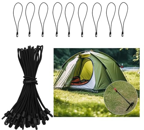 26 corde elastiche con gancio, cinghie elastiche con gancio, cinghie elastiche, corde elastiche, elastico portapacchi, corda elastica per teloni, piccole corde bungee (nero, 26 cm)
