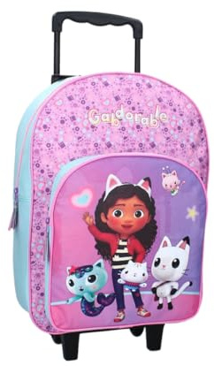 mybagstory - Sac à dos trolley pour fille Gabby's Dollhouse- Enfant - Ecole - Maternelle - Garderie - Cartable fille - Taille 45 cm - Bretelles réglables - Roulettes - Idée Cadeau