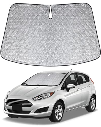 XCBYT Parasol Coche Delantero para Ford Fiesta 2017-2024, Engrosada Parasol Parabrisas, Plegable Protector Solar Coche, Mantén tu Coche Fresco, Anti UV Rayos y el Calor
