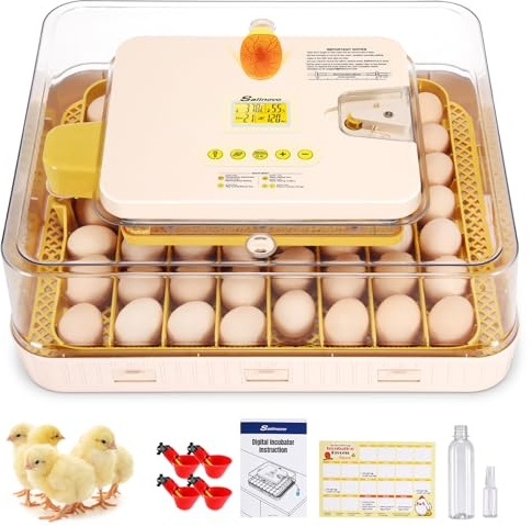 Sailnovo Incubadoras de Huevos Automaticas, Incubadora de 56 Huevos con Volteo Automático de Huevos y Humidificación automática, Incubadora para Huevos de Gallina, Codorniz, Pato, Blanco