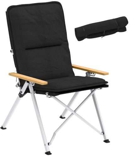 Outsunny Chaise de Camping Chaise de Pêche Dossier Haut 59x67x96cm Noir | Pliante et Portable, Coussin Amovible, Sac de Transport, pour Jardin, Randonnée, Pêche, Plage et Pique-Nique