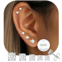 AVOTTO 5 Pairs Studs Earrings for Women Hypoallergenic S925 Silver Studs Earrings Small Silver Earring Set Jewellry Gifts