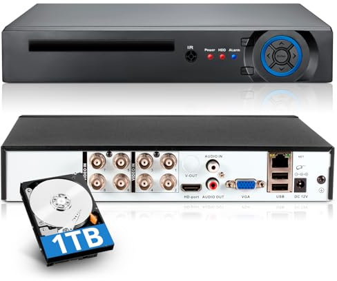 Douevo 1080P 8 Channel DVR Security Recorder with 1TB Hard Drive, Wired DVR for Security Camera, 8CH Hybrid 5-in-1 Digital Video Recorder Compatible with 2MP and 5MP TVI, AHD, CVI, CVBS,IP Cameras