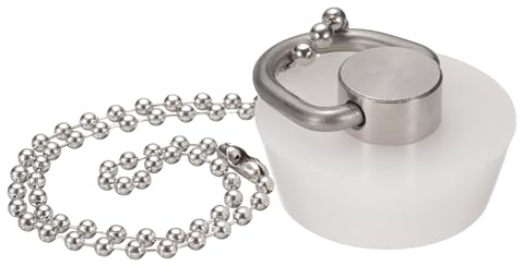 QUARKZMAN dräneringsproppar, silikon badkarsproppar diskproppar med upphängningsring och 38 cm pärlkedjor för badkar kök badrum (vit – 3,15 cm till 3,4 cm)