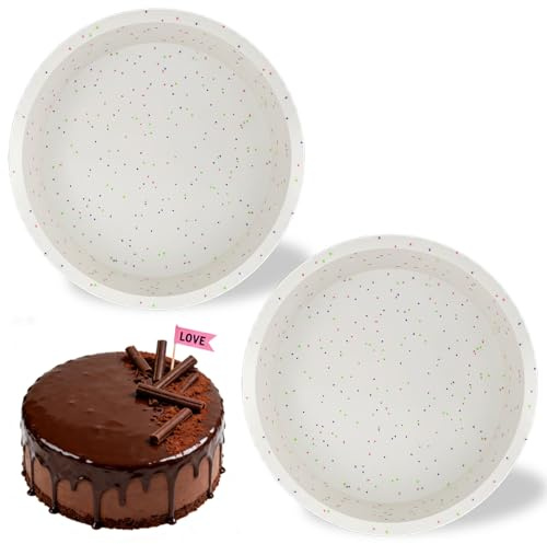 luperasol 8.7 Inch Silicone Round Cake Pan with Metal Reinforced Frame Set of 2, Nonstick Silicone Springform Pan for Baking Suitable for Making Layers, Cheese & Chocolate Cakes