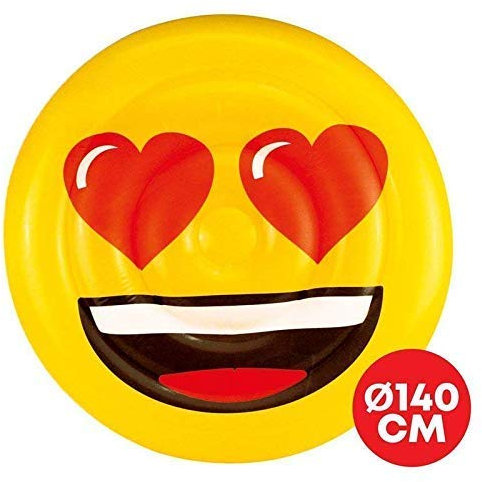 Lively Moments Île de Baignade/Matelas Gonflable/Conception Ile Emoji avec Herzaugen/Smiley Heart/Émoticône