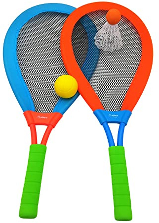 alldoro 60050 XXL Juego de Softball con Pelota, Volante, 2 Bates, 4 Piezas, 75 x 35 cm, Colorido para niños y Adultos
