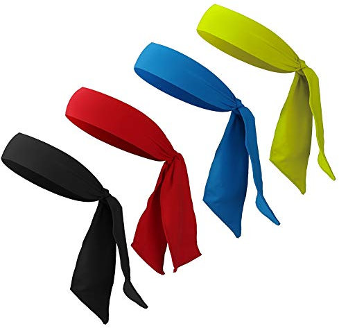 4 Stück Sport Stirnband für Frauen und Männer Bandana Cap Sport Kopfbedeckung verstellbares Schweißband, Kopfband für Laufen, Training, Tennis, Karate, Leichtathletik