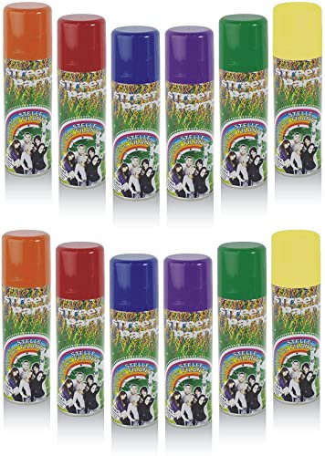 ARDITO MICHELE Carnevale Stelle FILANTI Spray 12 Pz 6 Colori Festa Party Decorazione RIVENDITA