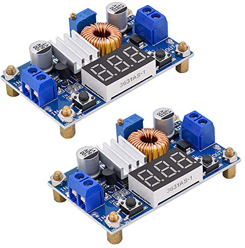 [2 Pack] DC-DC 5A Buck Converter 4-38V to 1.25-36V Step-Down Voltage Regulator High Power Module with LED Display