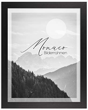 BIRAPA Monaco Bilderrahmen Holz 33x43 cm Schwarz Gemasert - Wechselrahmen Bilderrahmen Plexiglas - für Fotos, Bilder & Poster