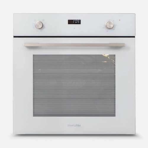 UNIVERSALBLUE Horno Digital Cristal Blanco | Empotrable | 67L | Multifunción| 8 Modos | Convección | Grill | Temporizador | Puerta Doble Cristal | Seguridad Infantil | Energía A | Bandeja + Parrilla