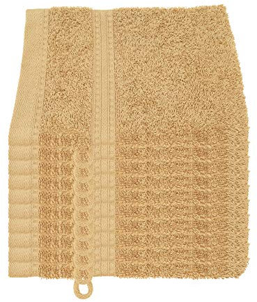 Julie Julsen® Bio Waschhandschuh-Set, 10 Waschhandschuhe in 32 Farben erhältlich weich und saugstark Pastell Braun 15x21 cm