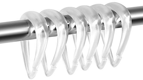 Top-spring Shower Curtain Rings, Drop Shaped Plastic Shower Curtain Hooks for Bathroom Shower Rod Curtains