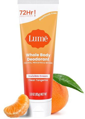 Lume Full Body Deodorant - Invisible Cream Tube - 72 Hours Odour Control - Aluminum Free, Baking Soda Free, Skin Friendly - 85g (Clean Tangerine)