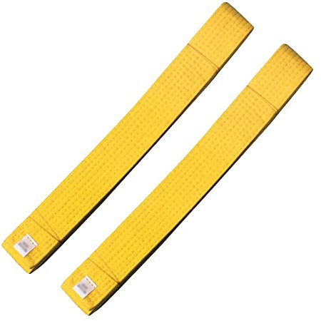 G-LIKE Kampfsport Zubehör Taekwondo Gürtel – 2 Stück Belt Kampfkunst Karate Judo Wushu Ju-Jutsu Ninjutsu Budo Kendo Aikido Training Wettkampf für Erwachsene Kinder – Baumwolle (200 cm, Gelb)