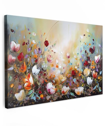 MuchoWow© Stampa Foto 90x60 cm Quadro Moderno Quadri Moderni Soggiorno Con Cornice Stampe Da Parete Camera Da Letto Matrimoniale Decorazione CanvasPittura a olio - Fiori - Colorato - Natura