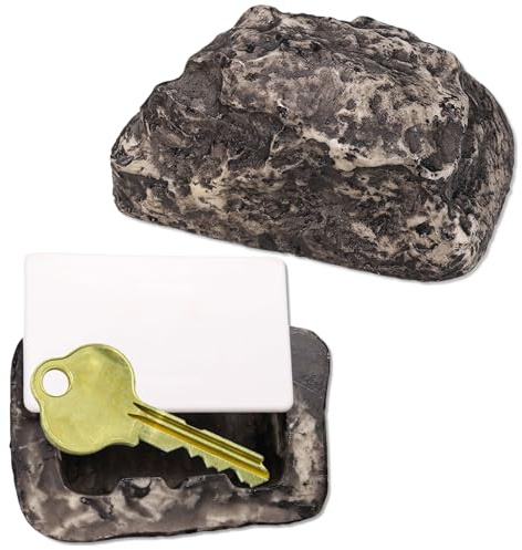 Rock to Hide Key Outside - Fake Stone Looks Real, Secret Outdoor Key Holder Safe Box for Yard House Necessities - D-Rock Shape