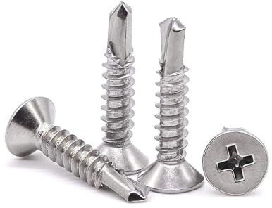 120 Piezas Tornillos Autorroscantes para Chapa de 4,8 x 25 mm, Tornillos de Cabeza Plana Phillips de Acero Inoxidable 410, para Muebles de Madera Metálica, Productos de Electrodomésticos