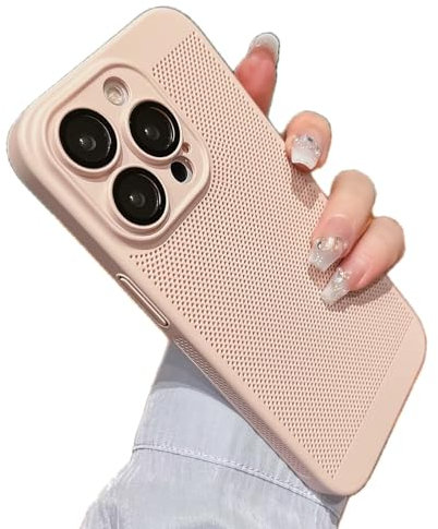 Miagon Heat Dissipation Cover for iPhone 12 Pro Max,Slim Hard Back Case Cooling Breathable Cellular Hole Bumper with Camera Lens Protection Pink
