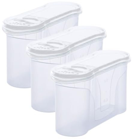Novaliv Lot de 3 boîtes de conservation à saupoudrer 1,3 l – Dimensions (L x l x h) : 22 x 13 x 8,5 cm – Boîte avec couvercle de 1 l pour céréales, farine, sucre, boîtes de cuisine
