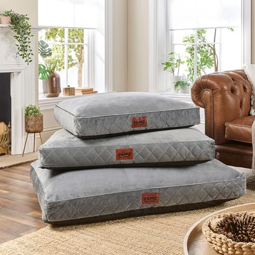 Slumberdown Luxury Padded Dog Bed Medium (60 * 80 * 20cm) - Supportive, Cushioned & Washable Crate Mattress for Puppies, Dogs & Cats | Orthopedic, UK-Made, Non-Slip Base, Grey