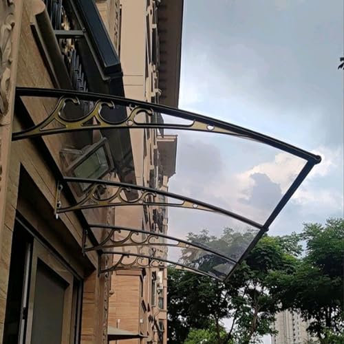 Auvent de Porte D'entrée, Marquise de Porte Exterieur 100x200cm Polycarbonate Porte Toit Marquise Abri Protection, Contre Pluie Neige UV (Color : Clear, Size : 80x120cm/31.5x47.2in)