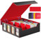 TiMOVO MTG Deck Box, Magnetic Trading Card Storage Case Holds 3000+ Sleeveless Cards with 20 Colorful Dividers & 4Pcs Card Supporters, 4 Rows Commander Card Deck Box for Magic Game Cards, Black + Red