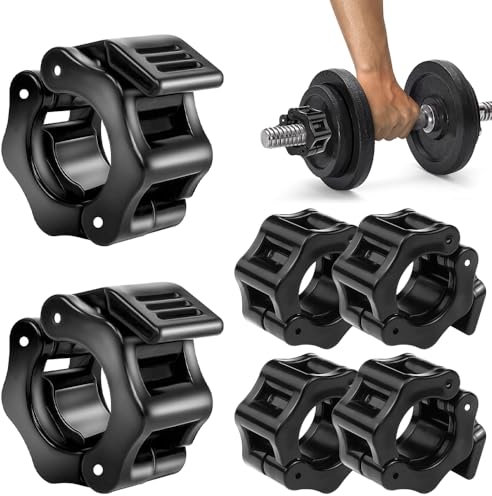 mizikuu 6 Piezas Abrazaderas de Barra, Abrazaderas Mancuernas 25mm Cierres de Pesas Abrazaderas de Barra de Liberación Rápida para Entrenamiento, Levantamiento de Pesas, Fitness, Negro