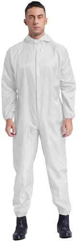 Yihuimin Combinaison de Travail Homme Femme Protection Salopette Antistatique Legère Combi Pantalon à Capuche Pantalon Serré aux Chevilles Blanc 4XL