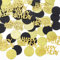 Lusofie Lot de 200 confettis d'anniversaire Happy Birthday - Décoration de table d'anniversaire - Confettis dorés et noirs - Paillettes - Décoration de table - Verre à vin - Décoration de fête -